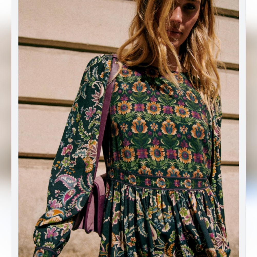 Long Sleeve Navy, Floral Sezane Floral Andrea Dress